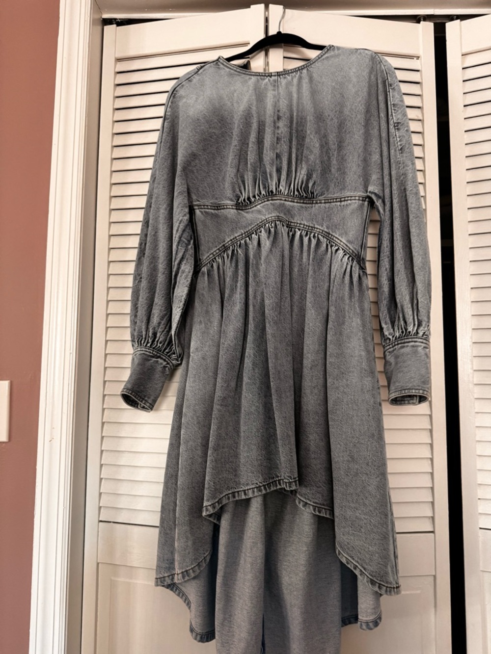 Washed blue Denim High-Low Dress